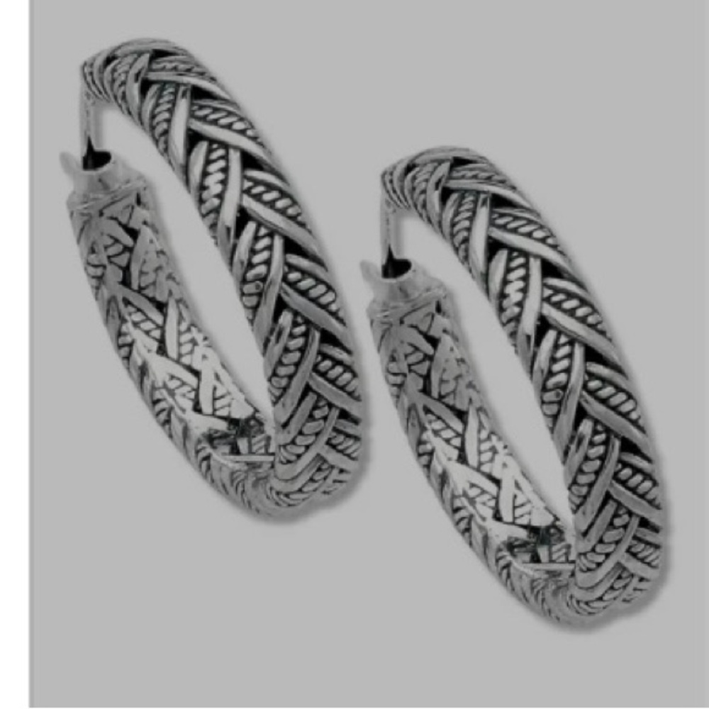 Samuel B 925 sterling silver hoop 1” earrings & all extra items for pierced ears - Picture 3 of 4